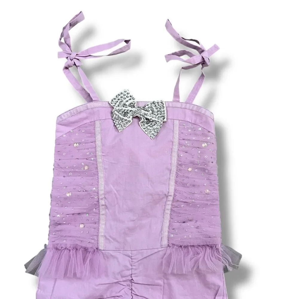 NWT! Tutu du Monde Lavender Purple Sequin Tulle Shorts Romper Onesie Size 8-9